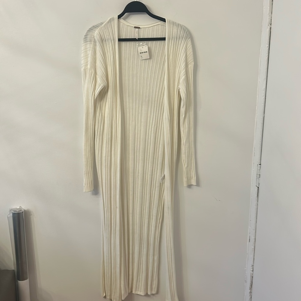 NWT Free People Cream Gorgeous Lightweight Duster Cardigan Sweater Size Medium